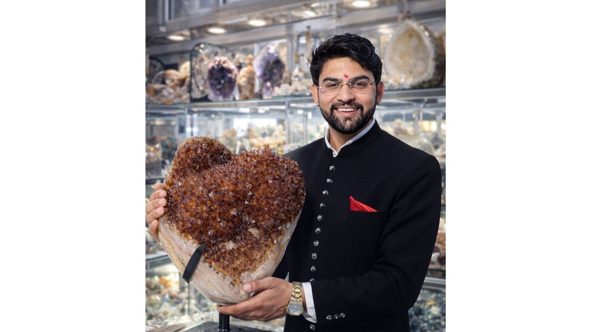 Millionaire Astrologer Astro Parduman Showcases Rare 12,324 grams Natural Heart-Shaped Citrine Crystal